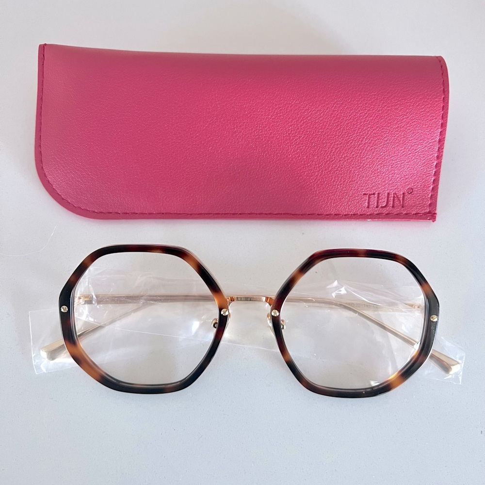 TJIN Designer Tortoise Geometric Eyeglasses